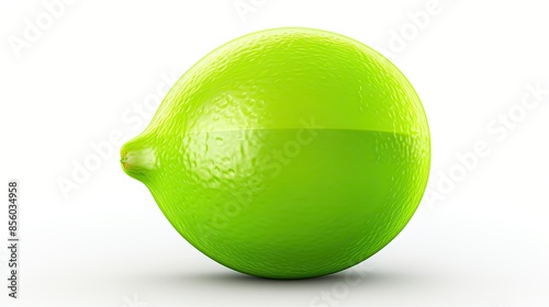 Fresh green lime isolated on white background. Realistic 3D rendering of a citrus fruit with detailed texture. photo