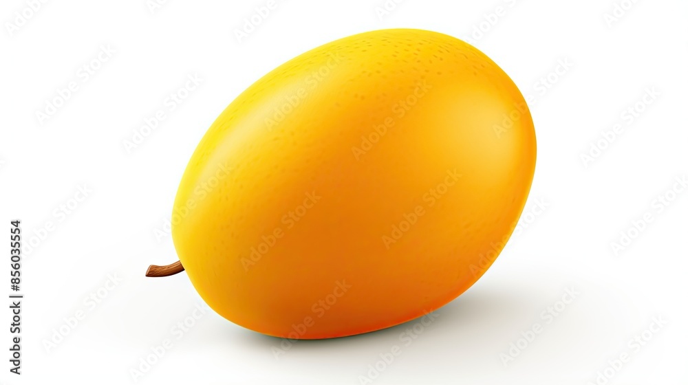 A realistic rendering of a mango. The mango has a smooth, yellow skin and a juicy, orange flesh. It is isolated on a white background. A realistic rendering of a mango. The mango has a smooth, yellow skin and a juicy, orange flesh. It is isolated on a white background.