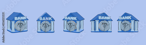 Metal bank vault, safe with on your business or money. Concept of secure space for money, documents, account and storage. Vector illustration