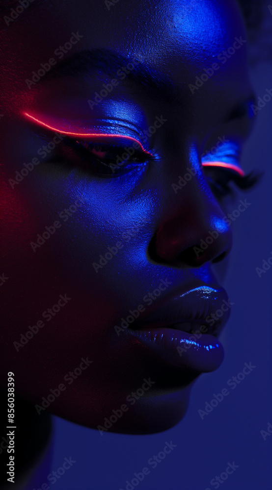 Beautiful black woman with neon lights Beautiful black woman with neon lights
