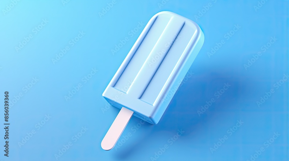 A delicious looking blue popsicle on a white stick. The popsicle is set against a blue background and is sure to cool you down on a hot day. A delicious looking blue popsicle on a white stick. The popsicle is set against a blue background and is sure to cool you down on a hot day.
