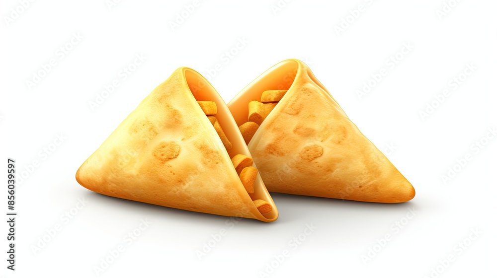 Two crispy and delicious samosas filled with a flavorful mixture of potatoes, peas, and spices. Two crispy and delicious samosas filled with a flavorful mixture of potatoes, peas, and spices.