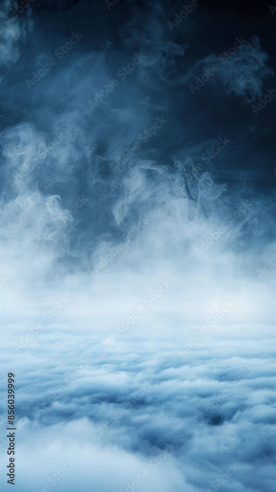 Obraz premium Fog in the darkness, dark blue background wallpaper for phone