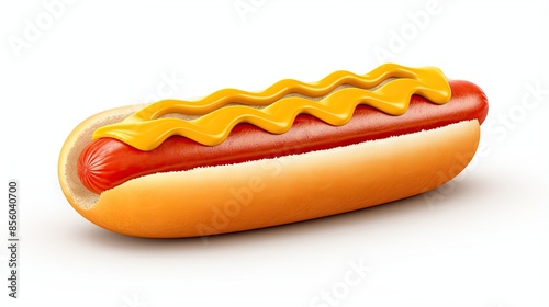 Hot dog isolated on white background. Fast food. 3d rendering.