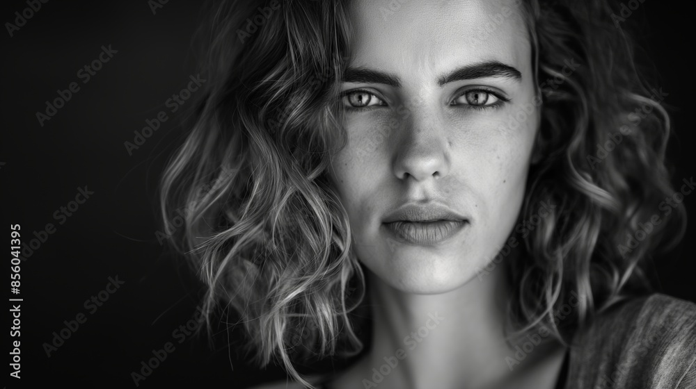 A contemplative woman is featured in monochrome tones, perfect for themes of introspection and solitude A contemplative woman is featured in monochrome tones, perfect for themes of introspection and solitude
