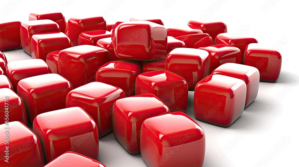 Obraz premium Red glossy cubes. Abstract background. 3d rendering illustration.