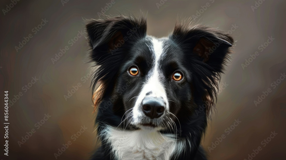 Border collie dog with head tilted, looking at the camera with an adorable, inquisitive expression Border collie dog with head tilted, looking at the camera with an adorable, inquisitive expression