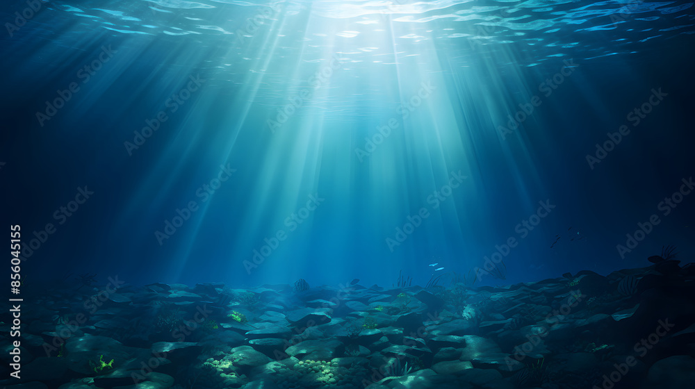 Fototapeta premium Dark blue ocean surface seen from underwater
