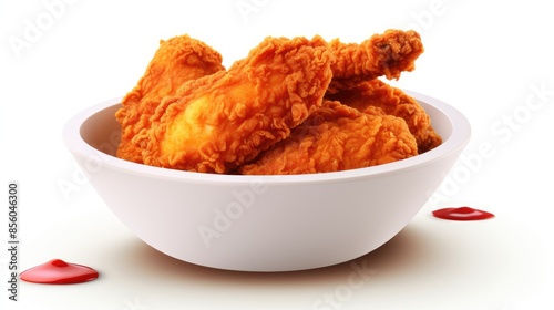 ðŸ— A bowl of delicious crispy fried chicken. The chicken is golden brown and looks delicious. The bowl is sitting on a white background. photo