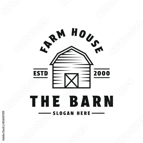 barn farm logo design concept vintage retro style