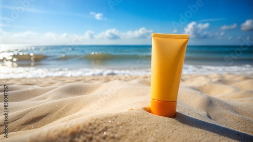 sunscreen on the sand, professional photo