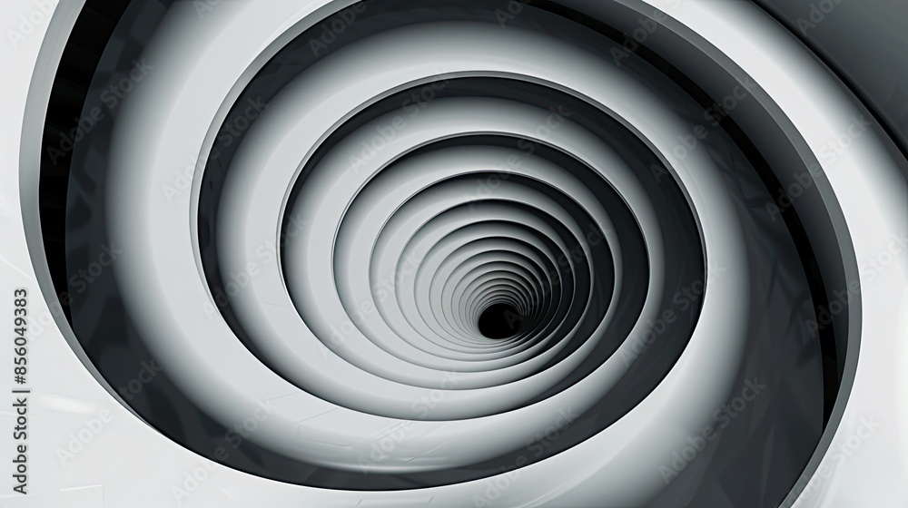 Fototapeta premium Minimalist geometric spiral with a monochromatic palette, forming an abstract illusion