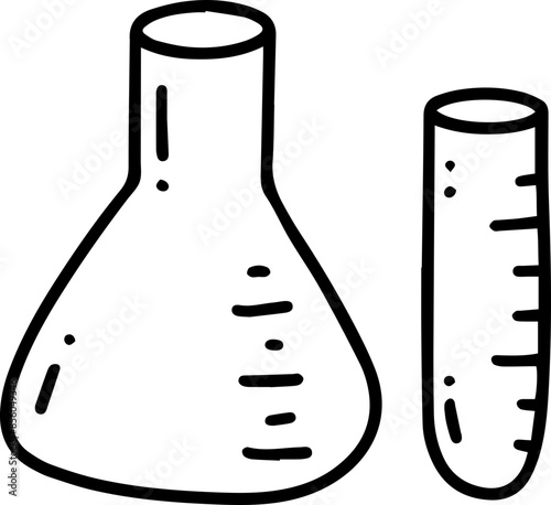 chemical beaker school education cartoon line outline doodle icon