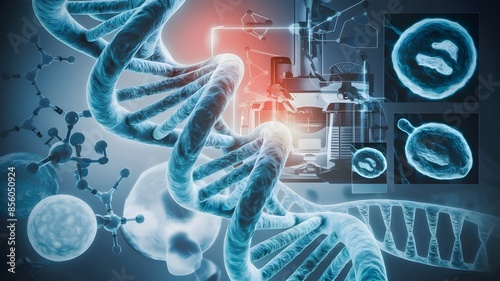 Digital DNA Strand Biotechnology and Health Science Visual