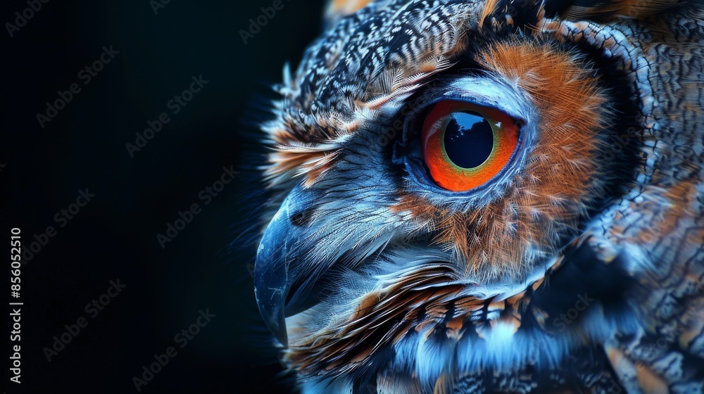 Close-up of an Owl's Eye with Vibrant Colors Close-up of an Owl's Eye with Vibrant Colors