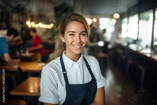 Portrait of a smiling Caucasian female barista
