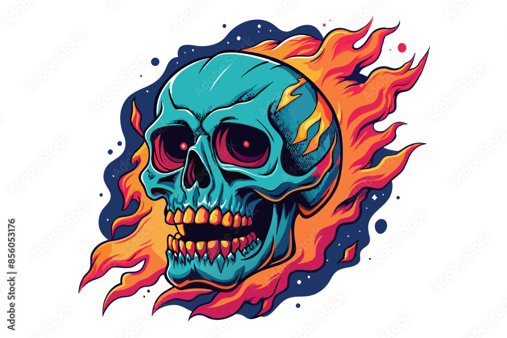 skull rock style vector illustration