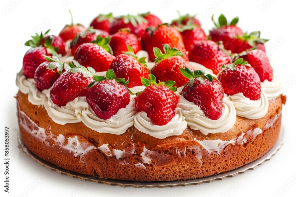 Strawberry Cream Cake on White Background Strawberry Cream Cake on White Background