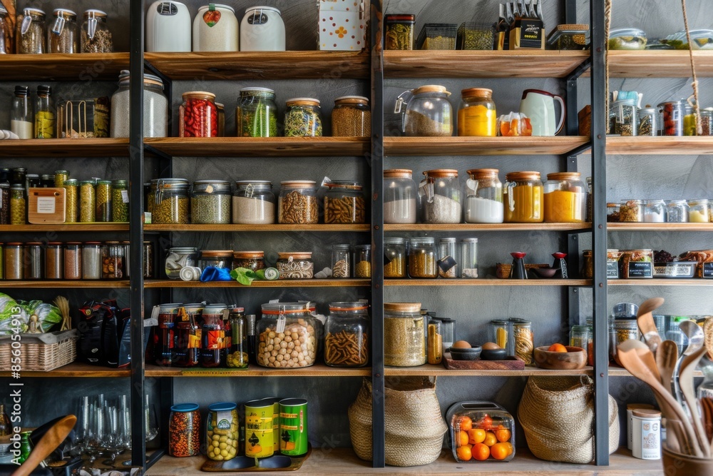 custom made wallpaper toronto digitalOrganized home pantry with jars of food storage