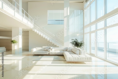 Interior of a modern minimal clean living room