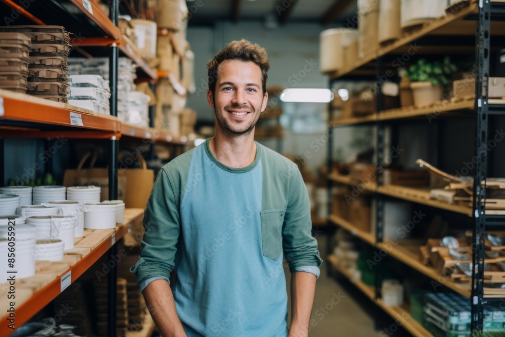 Portrait of a young male customer in zero waste store