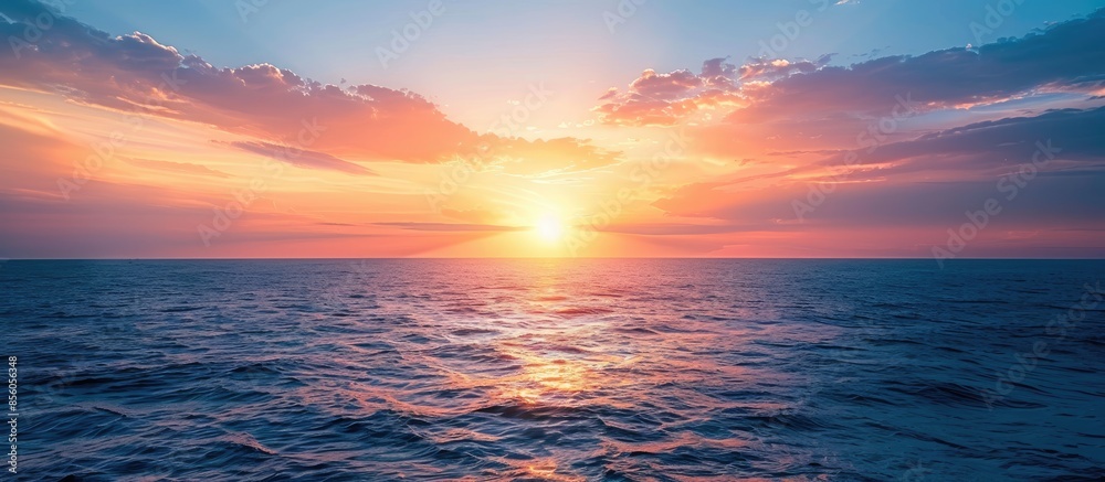 Fototapeta premium sunset at sea. variety of colors and hues of the rising sun. Sea landscape. Copy space image. Place for adding text or design