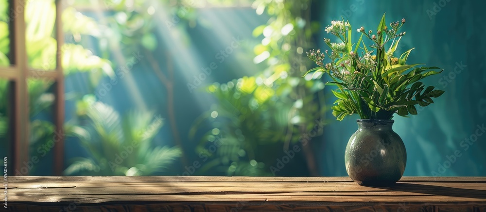 Vase decorate plants flowers rainy season green room hotel fresh interior beautiful wood tree floral wooden table office nature beadroom . with copy space image. Place for adding text or design Vase decorate plants flowers rainy season green room hotel fresh interior beautiful wood tree floral wooden table office nature beadroom . with copy space image. Place for adding text or design
