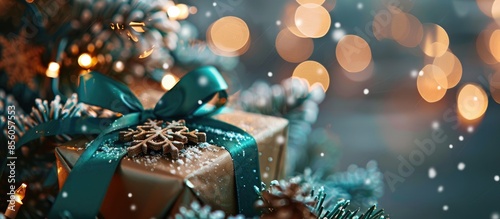 A gift with a green ribbon ...