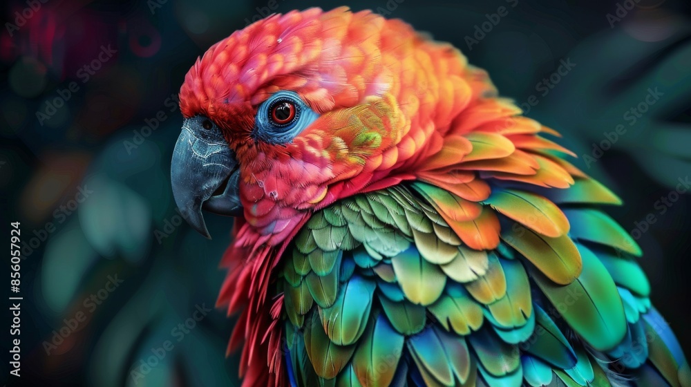 Obraz premium Vibrant Parrot Portrait with Shimmering Feathers