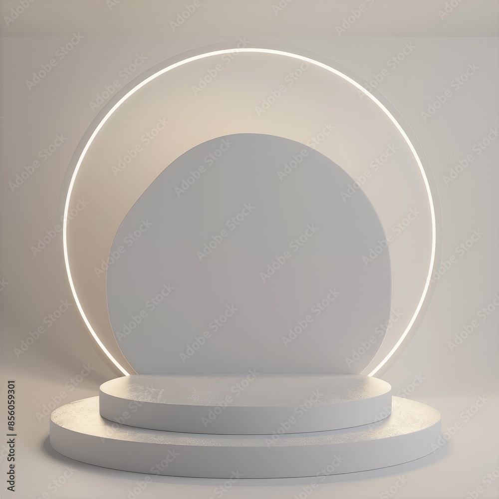 abstract silver circles and podium on light background abstract silver circles and podium on light background