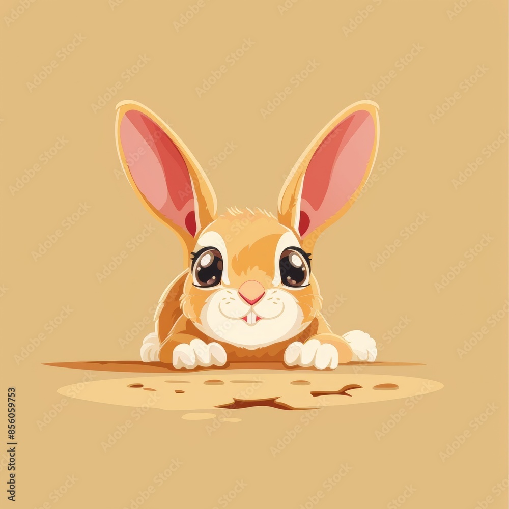 Obraz premium Flat vector illustration of bunny rabbit