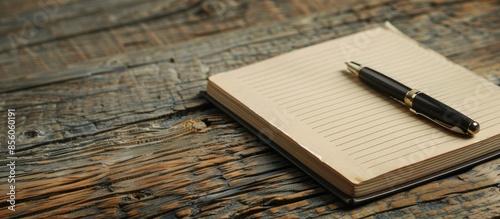 A notebook with a pen sitti...