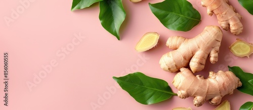 Ginger with leaves Isolated...