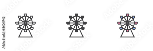 Ferris wheel different style icon set