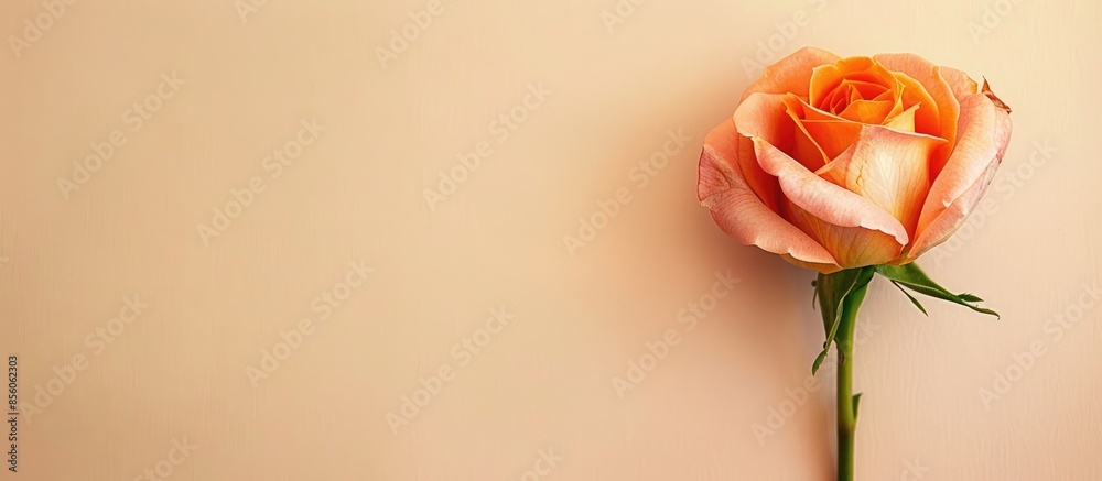 Fototapeta premium orange bud rose flower Isolated on pastel background. with copy space image. Place for adding text or design