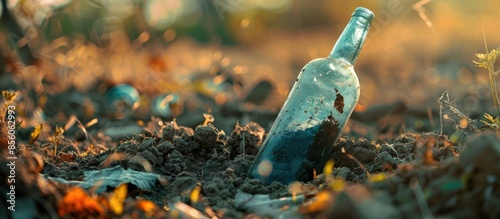 the bottle is buried in the...
