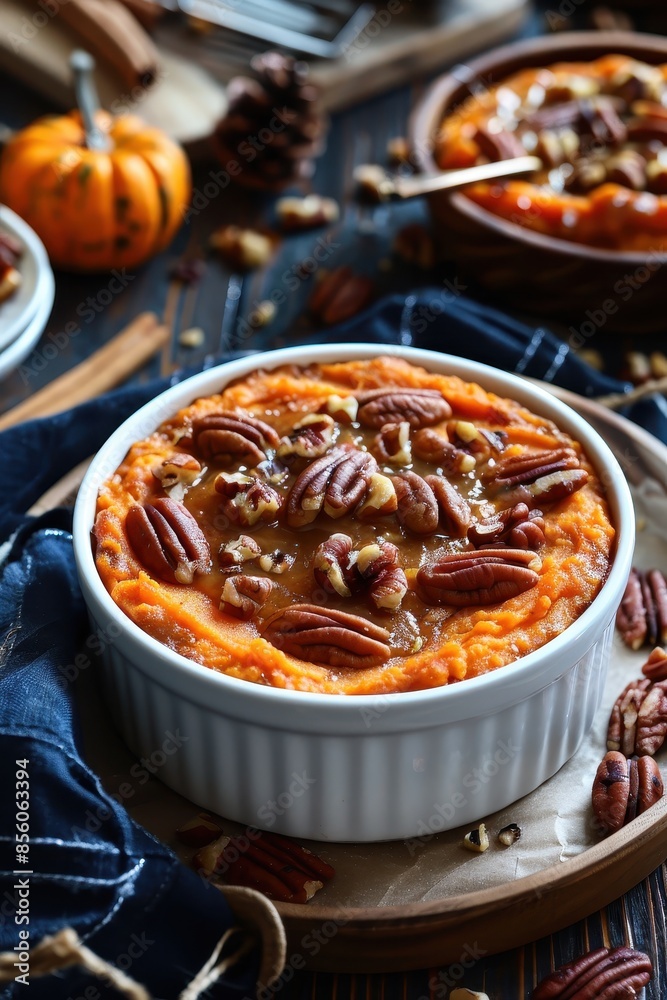 Sweet Potato Casserole with Pecans and Caramel Drizzle Sweet Potato Casserole with Pecans and Caramel Drizzle