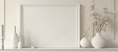 White wood photo frame mock...