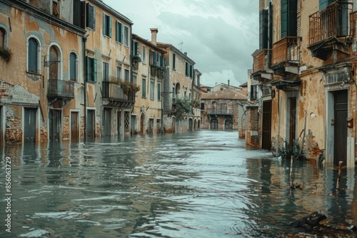 Flooded Historical Street in Venice photo