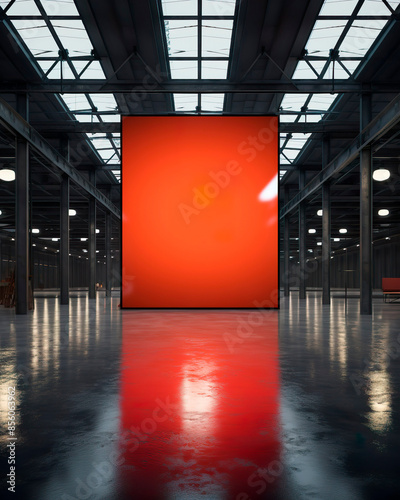 redred billboard in a building room photo