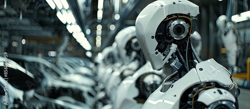 robots in a car factory. Co...
