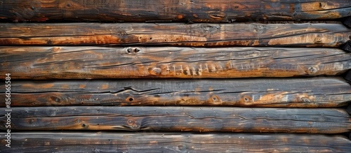Wood logs wall of rural hou...