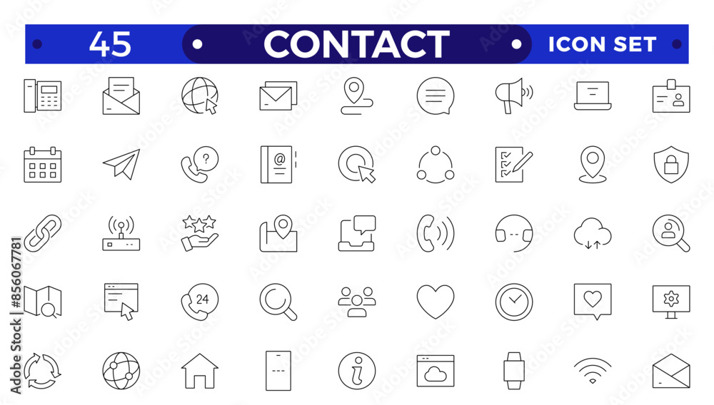 Contact outline Icons.Contact symbols - Phone, mail, fax, info, e-mail, support.Containing e-mail, phone, address, customer service, call, website and more. Contact outline Icons.Contact symbols - Phone, mail, fax, info, e-mail, support.Containing e-mail, phone, address, customer service, call, website and more.