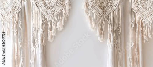 macrame curtains on work ta...