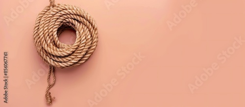 Roll of rope on a pastel ba...