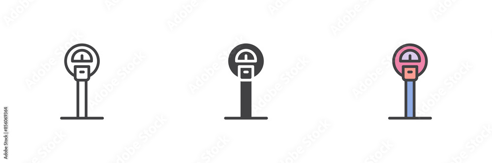 Parking meter different style icon set Parking meter different style icon set