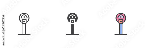Parking meter different style icon set