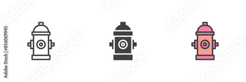 Fire hydrant different style icon set