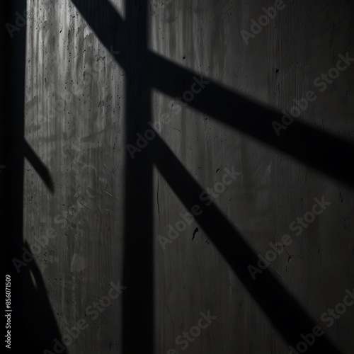 Abstract shadow cast on textured wall. photo