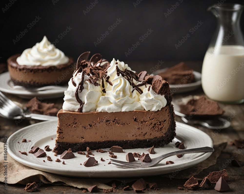 a slice of chocolate chesee cake with chocolate. AI Generated. a slice of chocolate chesee cake with chocolate. AI Generated.